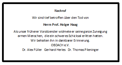 Nachruf auf Professor Holger Haag