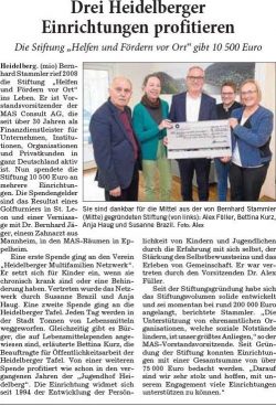 Drei Heidelberger  Einrichtungen profitieren