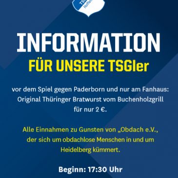 TSG Hoffenheim spendet Erlös aus Bratwurstverkauf