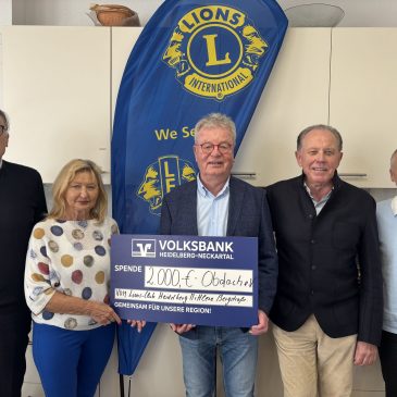 Lions Club Heidelberg Mittlere Bergstraße unterstützt OBDACH e.V.
